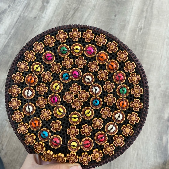 Handmade Raffia and Bead Bag - Picture 2 of 3